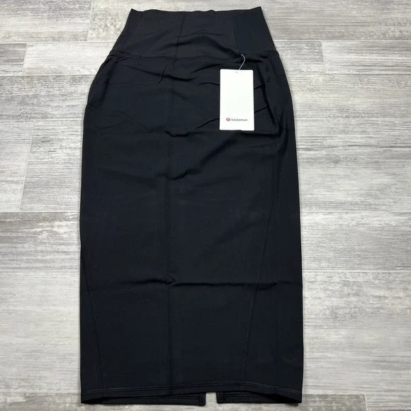 NWT Lululemon Skirt Size 4 Nulu Slim-Fit High-Rise Black LW8AH0S Midi New - Picture 2 of 9